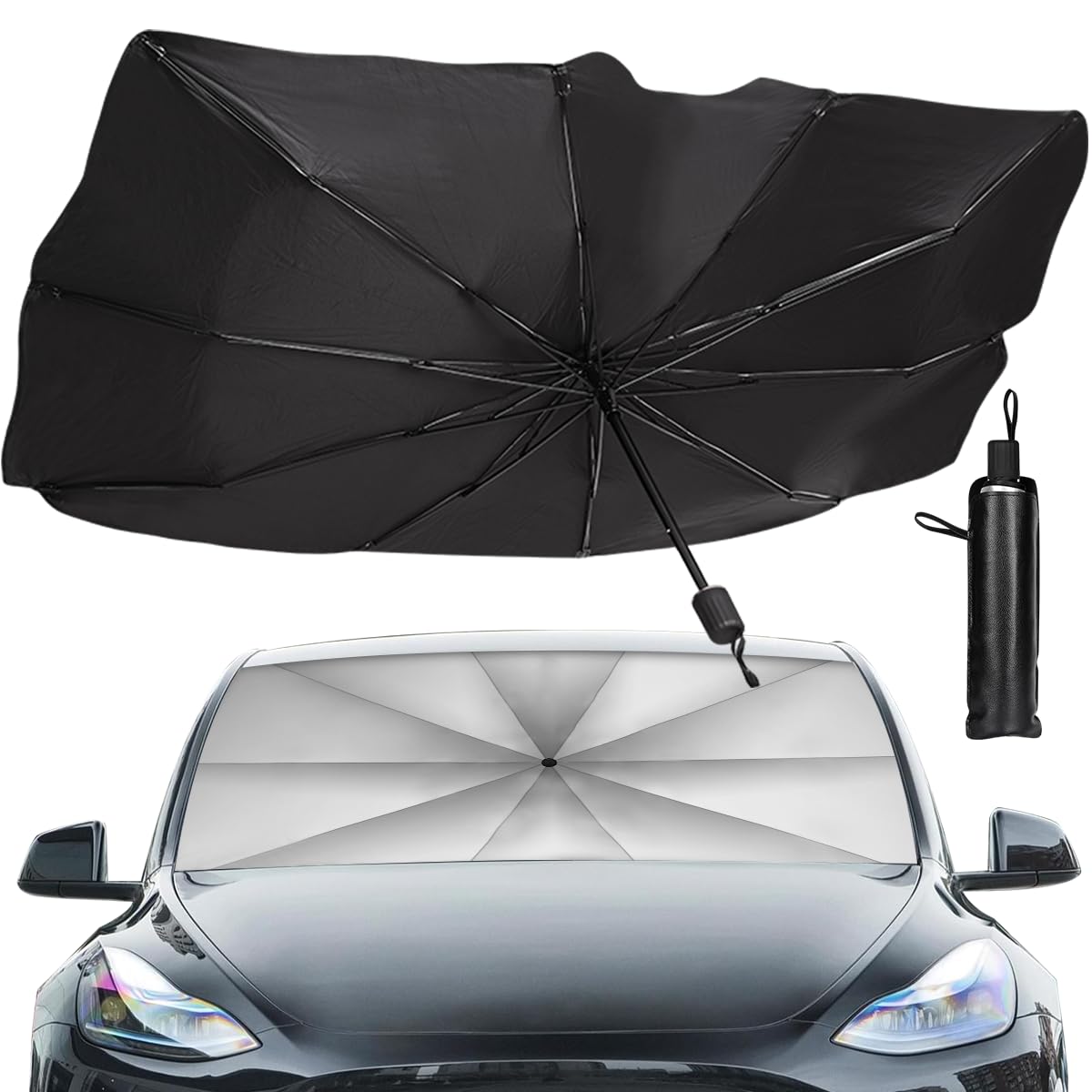 Sharpai Sedan Suv Car Sun Shade For Windshield Uv Rays And Heat Sun Visor Protector,Foldable Windshield Sun Shade Umbrella,Keep